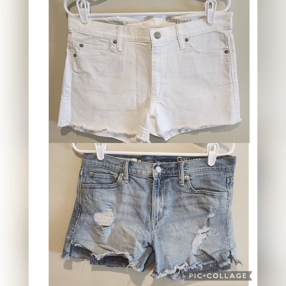 GAP LOT OF 2 Authentic Summer Shorts White Light Wash Size 29 Womens Denim EUC